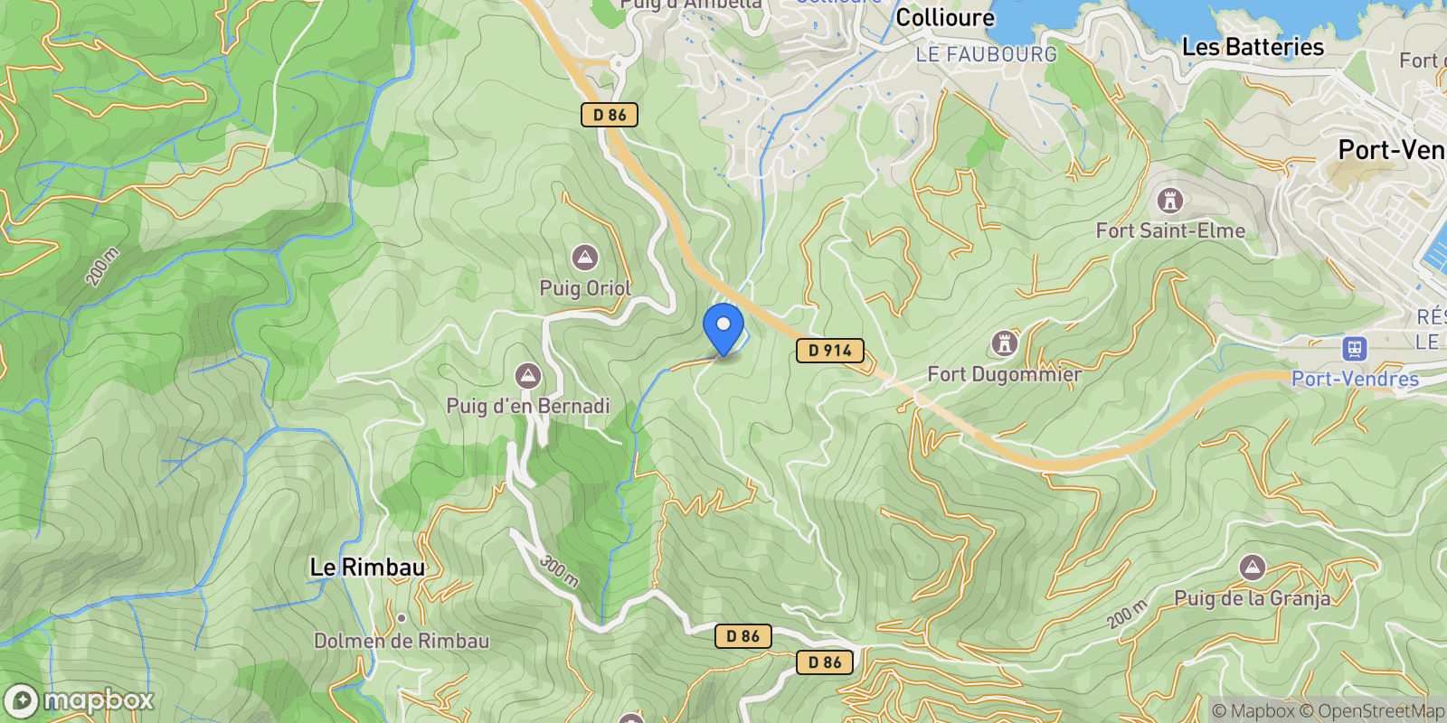 Map showing Collioure, Occitanie, France.