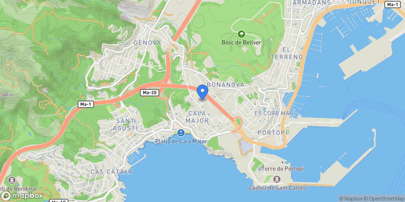 Map showing CALA MAYOR, PALMA DE MALLORCA, Baleares, PALMA DE MALLORCA, Genoa, Palma, Balearic Islands.