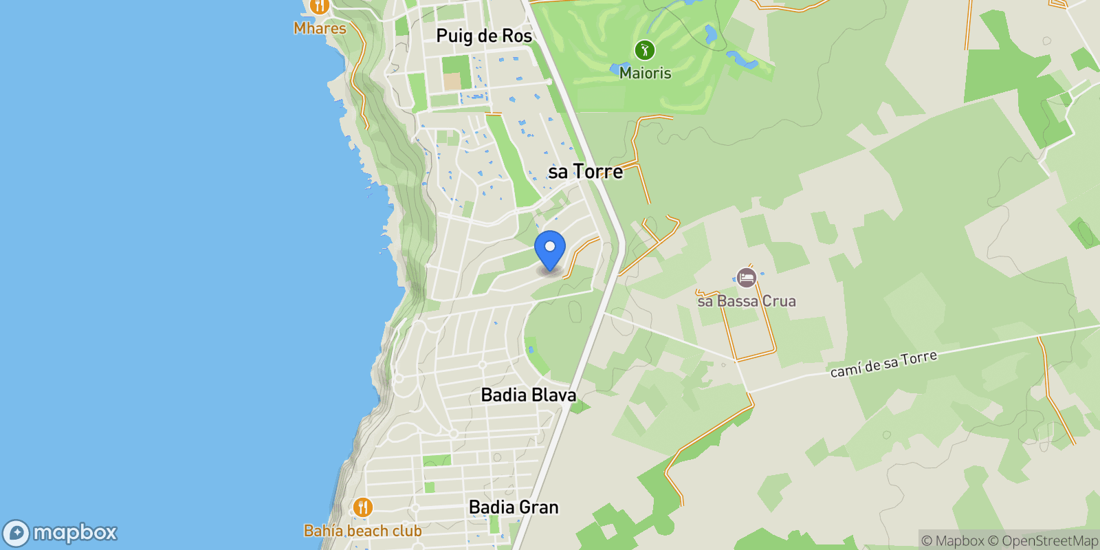 Map showing SA TORRE, LLUCMAJOR, Baleares, LLUCMAJOR, Llucmajor, Balearic Islands, Spain.
