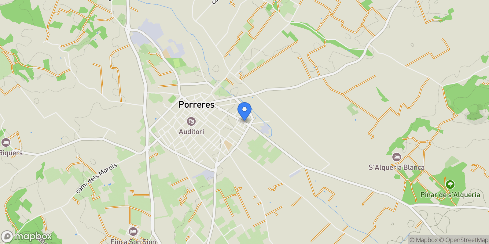 Map showing PORRERES, Baleares, PORRERES, Porreres, Balearic Islands, Spain.