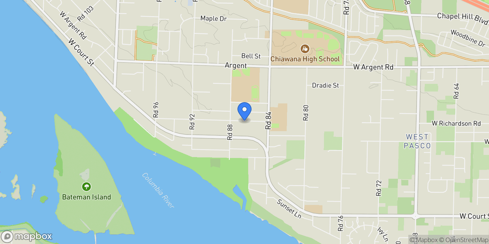 Map showing 8620 W Richardson Road, Pasco, WA 99301, Pasco, Washington, United States.