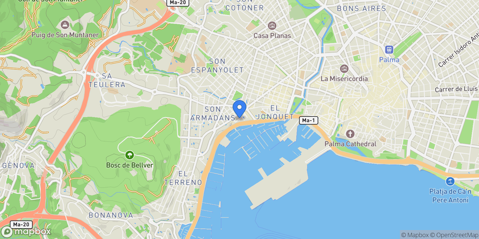 Map showing PASEO MARITIMO, PALMA DE MALLORCA, Baleares, PALMA DE MALLORCA, Palma, Balearic Islands, Spain.