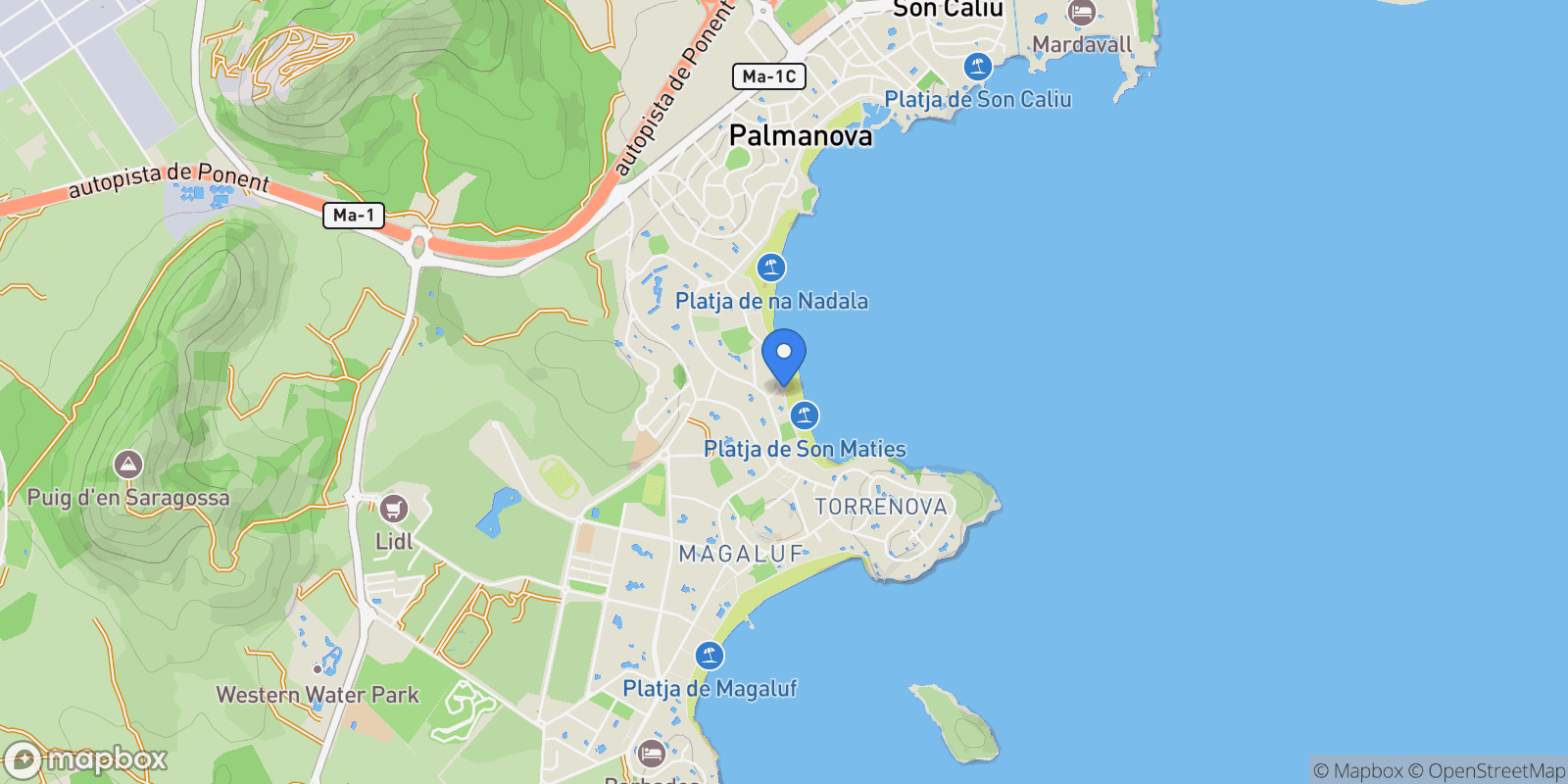 Map showing CALA VIÑAS, CALVIA, Baleares, CALVIA, Calvia, Balearic Islands, Spain.