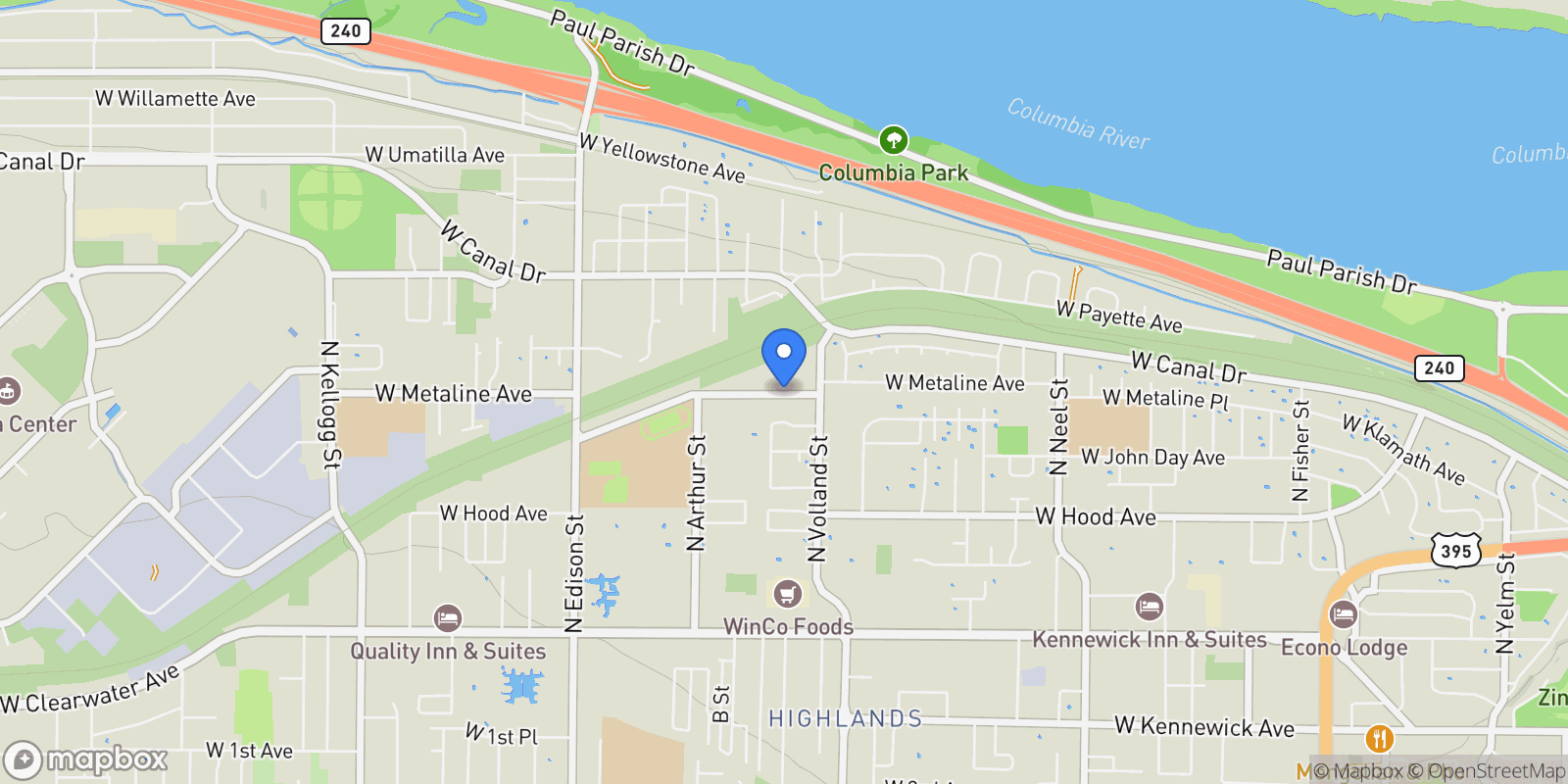 Map showing 4614 W Metaline Ave, Kennewick, WA 99336, Kennewick, Washington, United States.