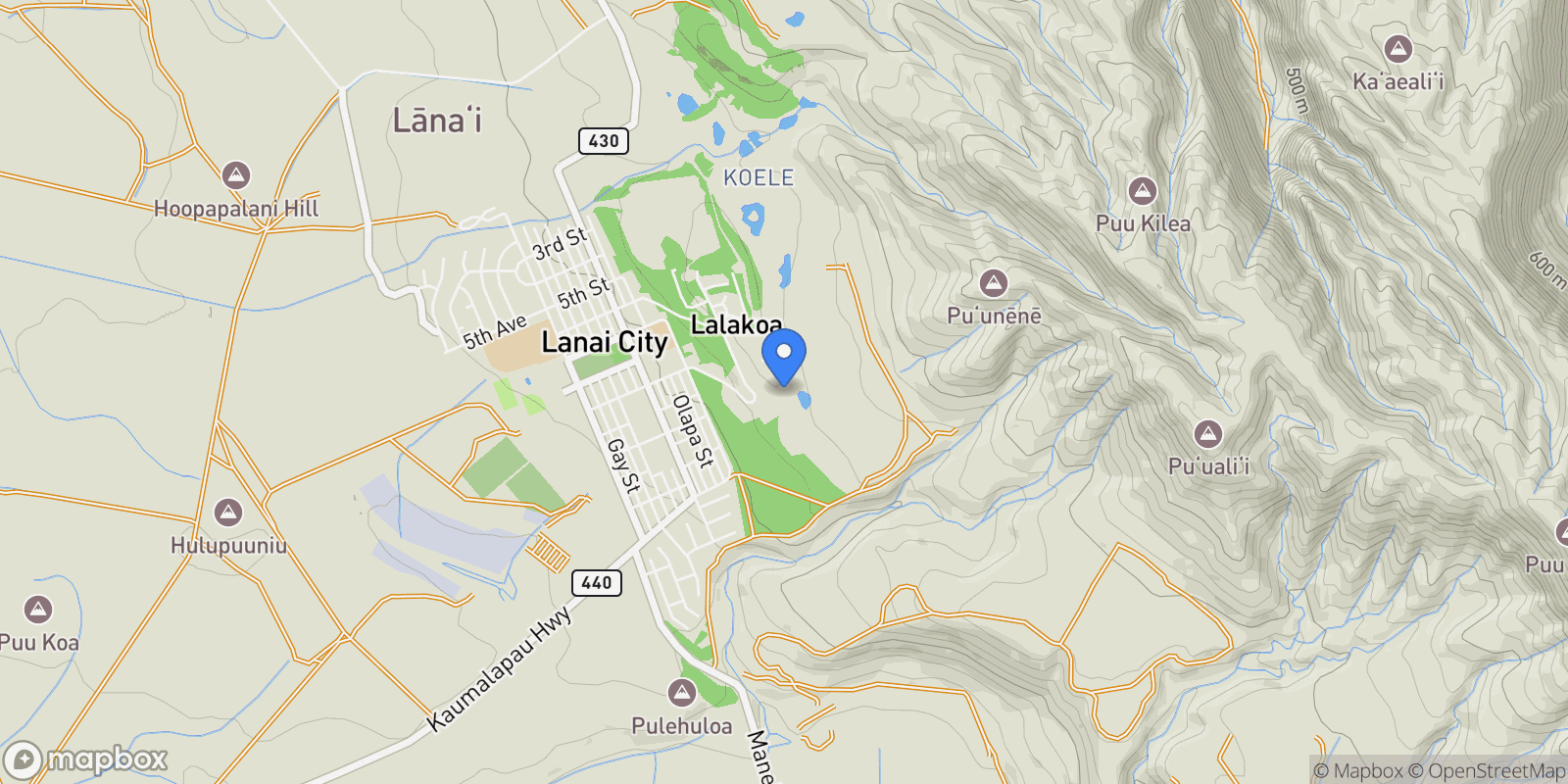 Map showing 240 Kaunaoa Drive, Lanai City, HI 96763, Lanai City, Hawaii, United States.
