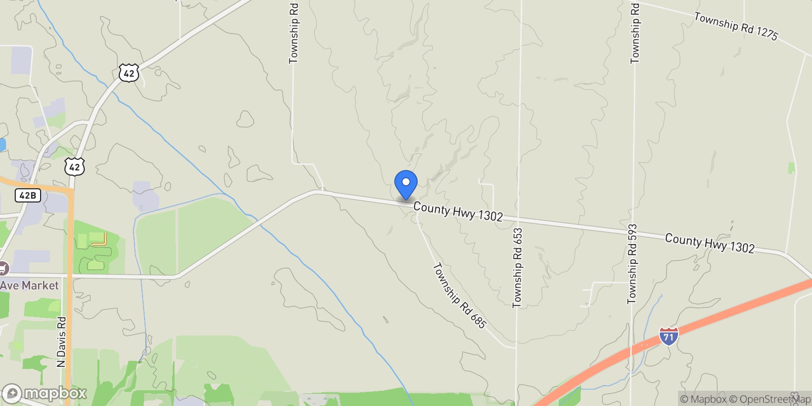 Map showing 686 Co Rd 1302, Ashland, OH 44805, Ashland, Ohio, United States.