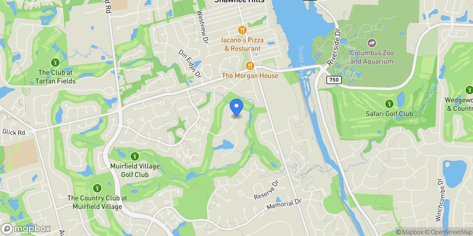 Map showing 8455 Dunsinane Drive, Dublin, OH 43017, Dublin, Ohio, United States.