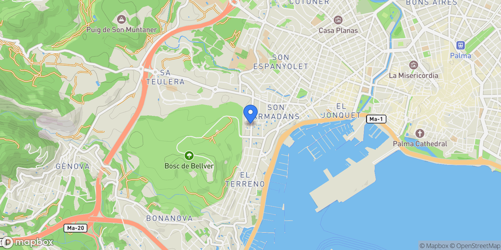 Map showing SON ARMADANS, PALMA DE MALLORCA, Baleares, PALMA DE MALLORCA, Palma, Balearic Islands, Spain.