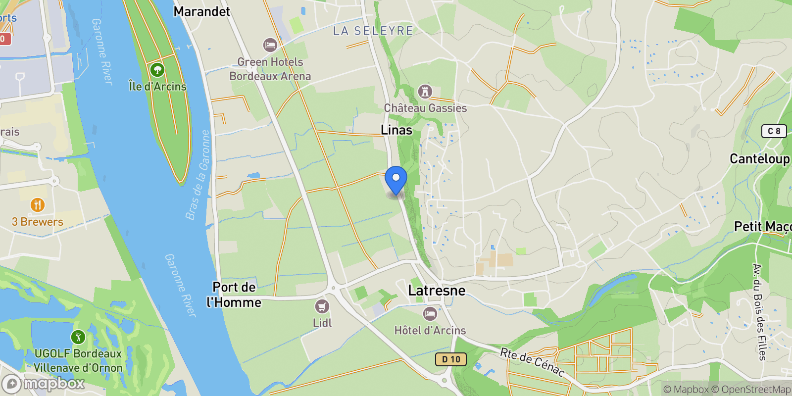 Map showing Latresne, Nouvelle-Aquitaine, France.