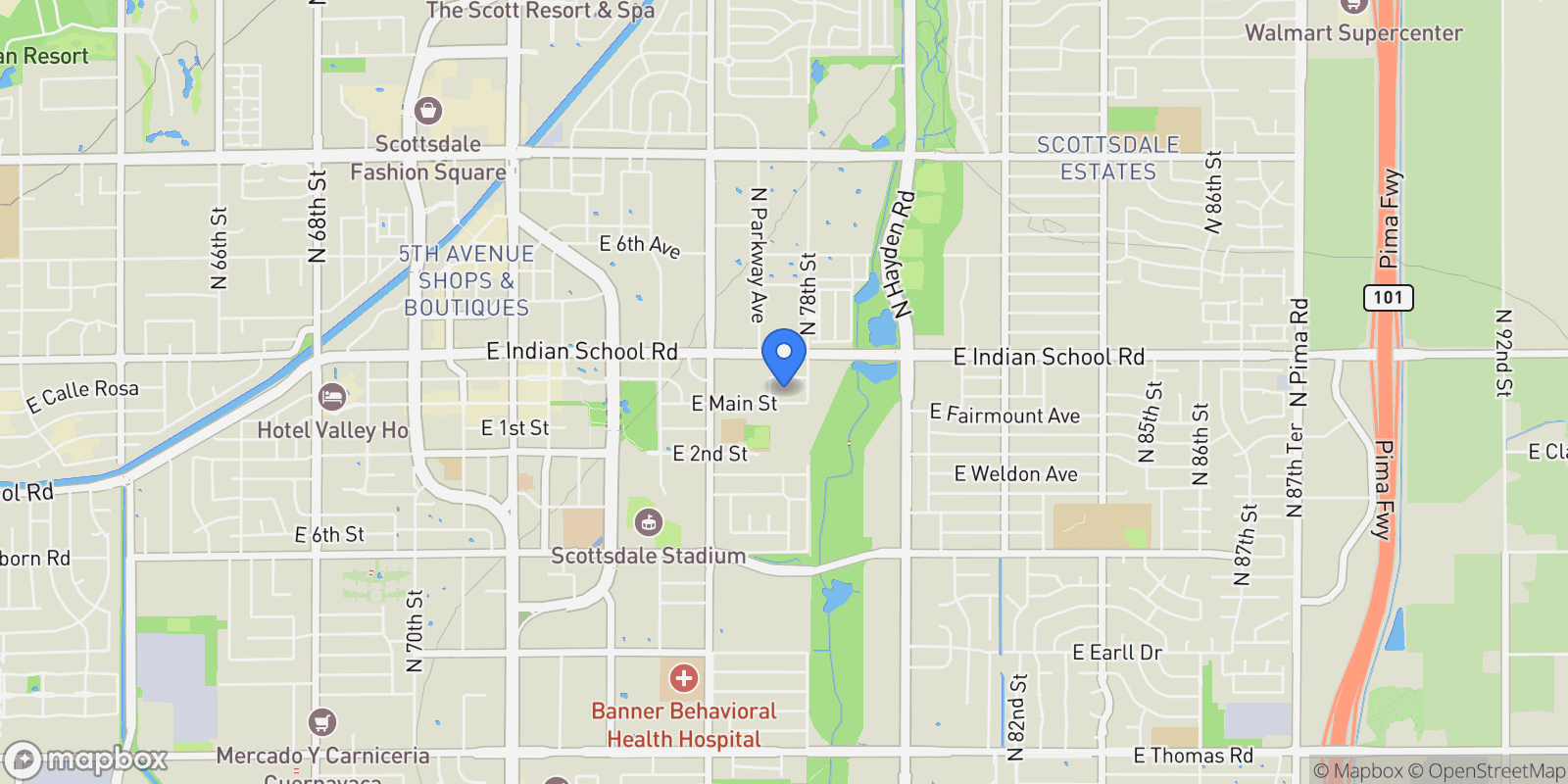 Map showing 7788 E MAIN Street #1002, Scottsdale, Arizona, United States.
