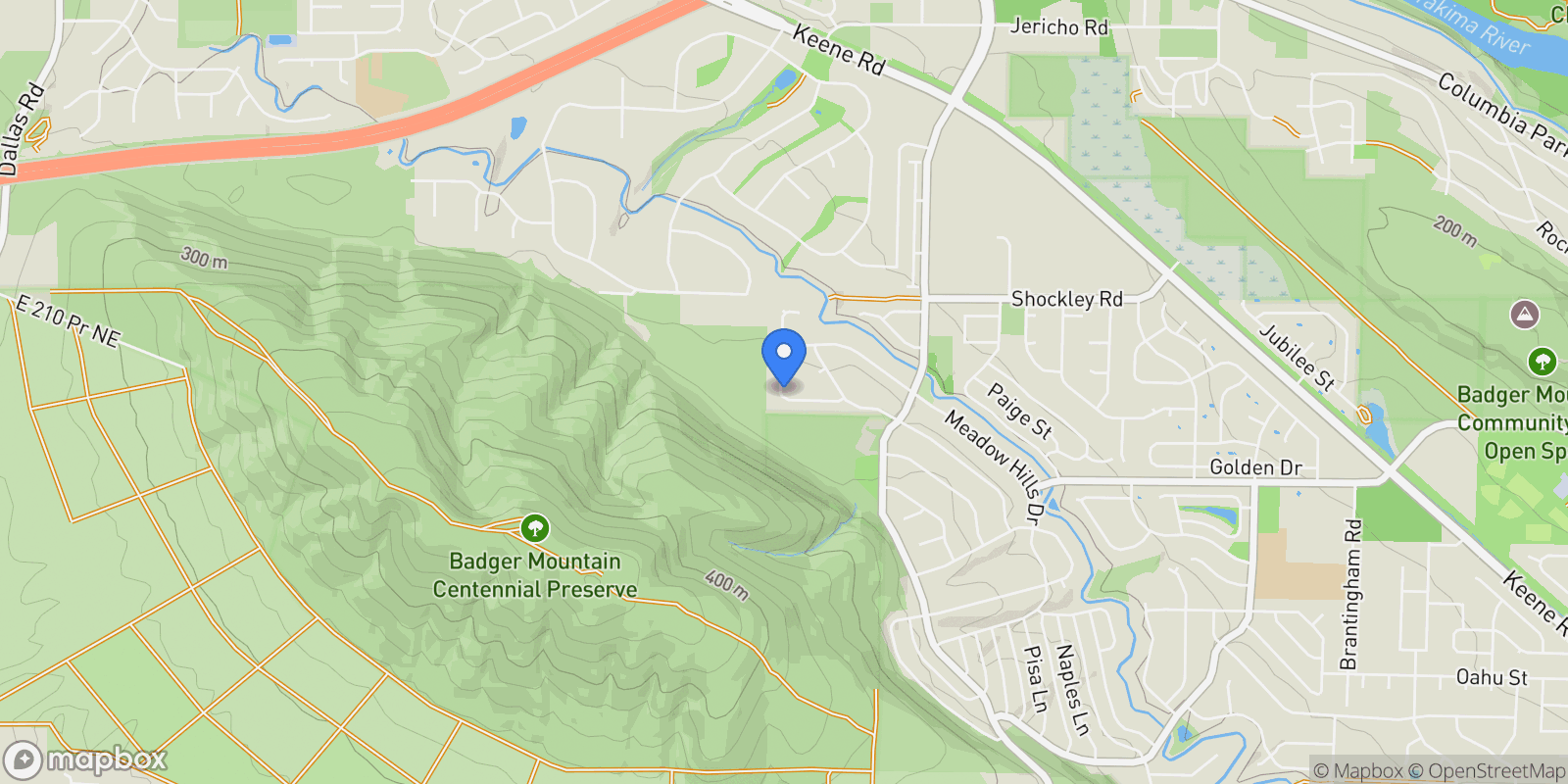 Map showing 1205 Plateau Drive, Richland, WA 99352, Richland, Washington, United States.