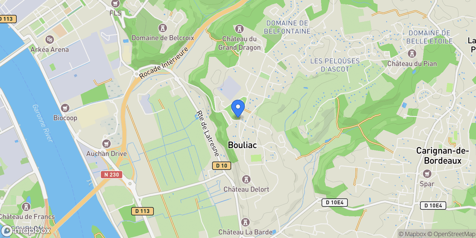 Map showing Bouliac, Nouvelle-Aquitaine, France.