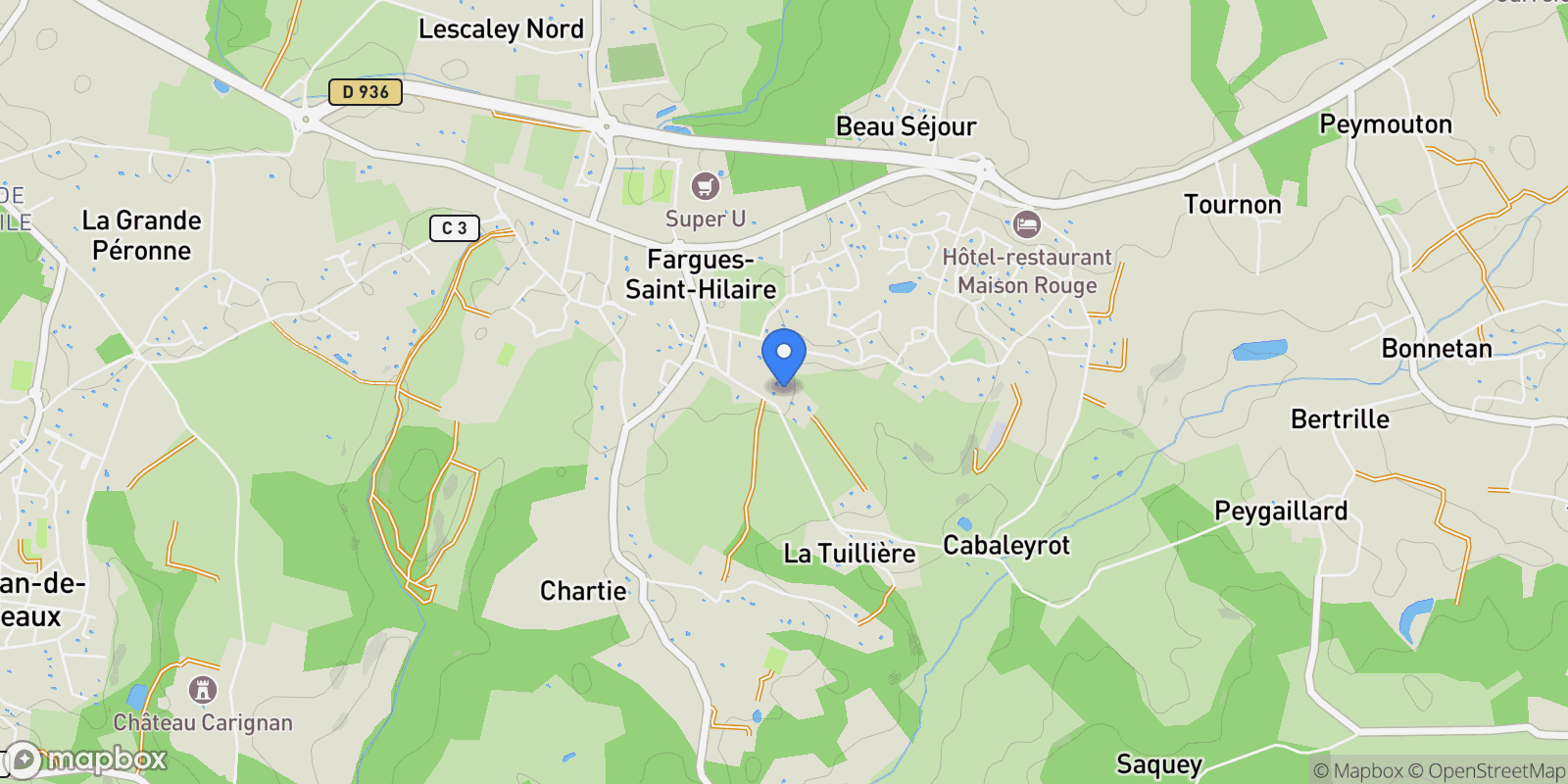Map showing Fargues-Saint-Hilaire, Nouvelle-Aquitaine, France.