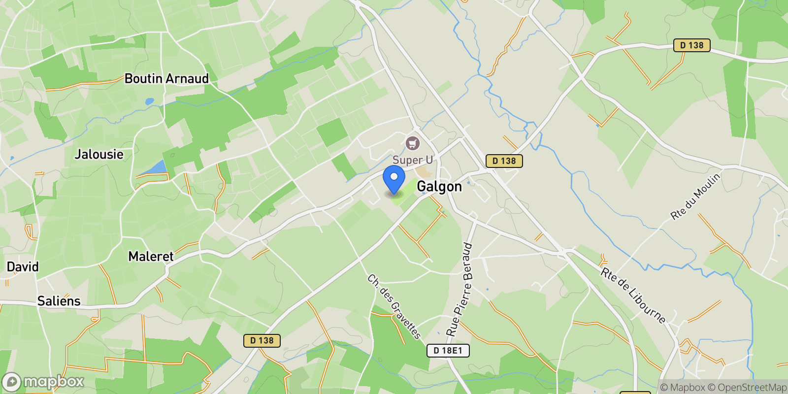 Map showing Galgon, Nouvelle-Aquitaine, France.