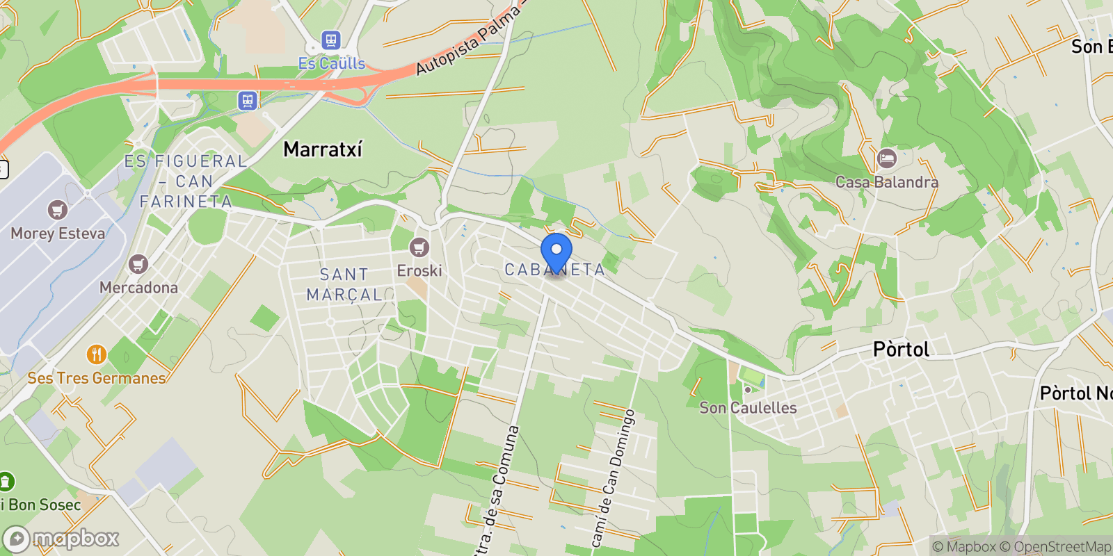 Map showing Sa Cabaneta, Marratxí, BALEARES, Marratxi, Balearic Islands, Spain.