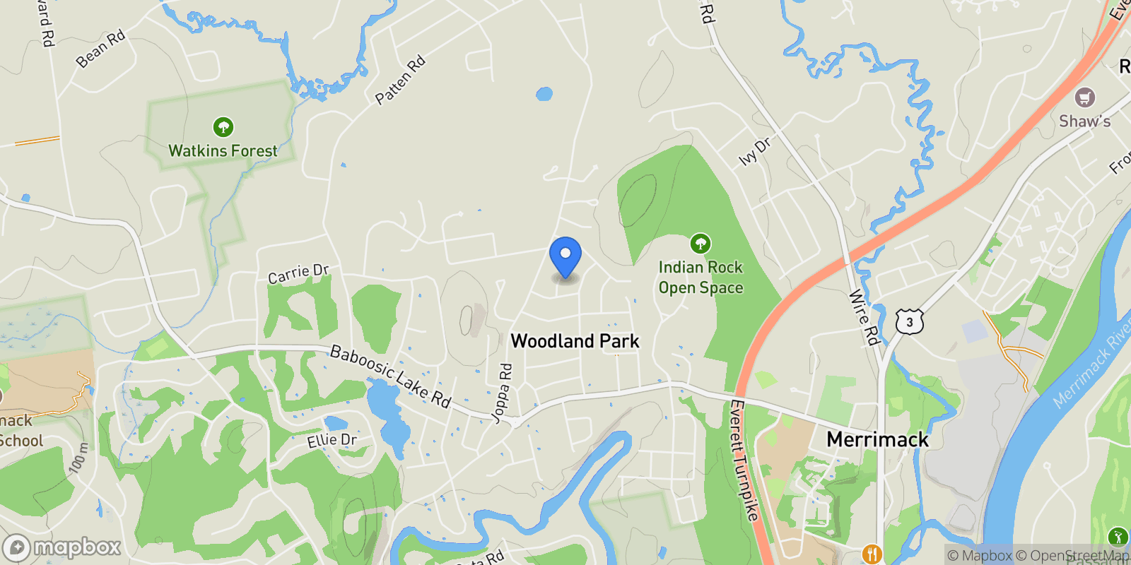 Map showing 5 Fernwood Drive, Merrimack, NH 03054, Merrimack, New Hampshire, United States.
