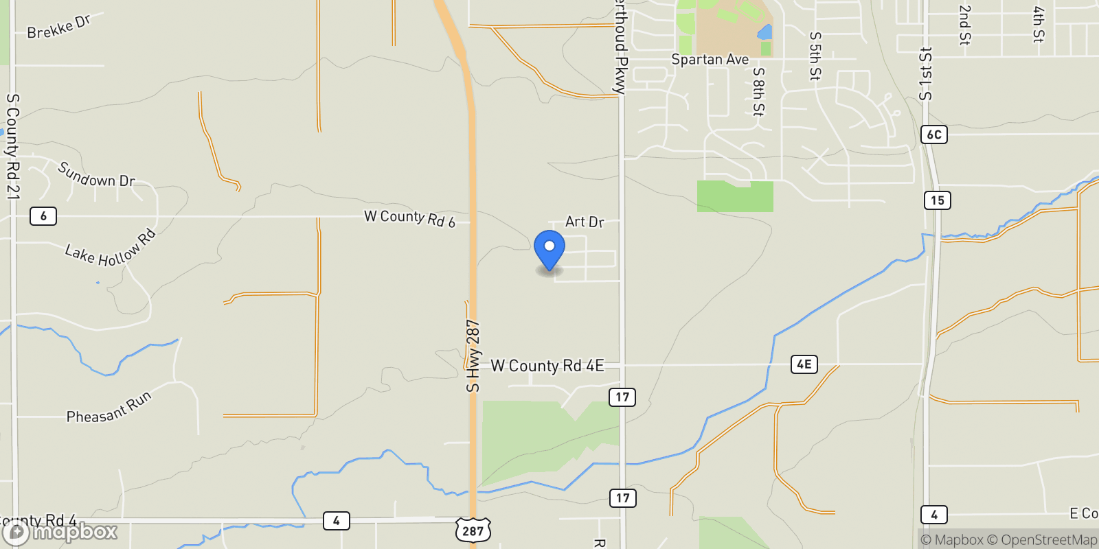 Map showing 927 William Way, Berthoud, Colorado, United States.