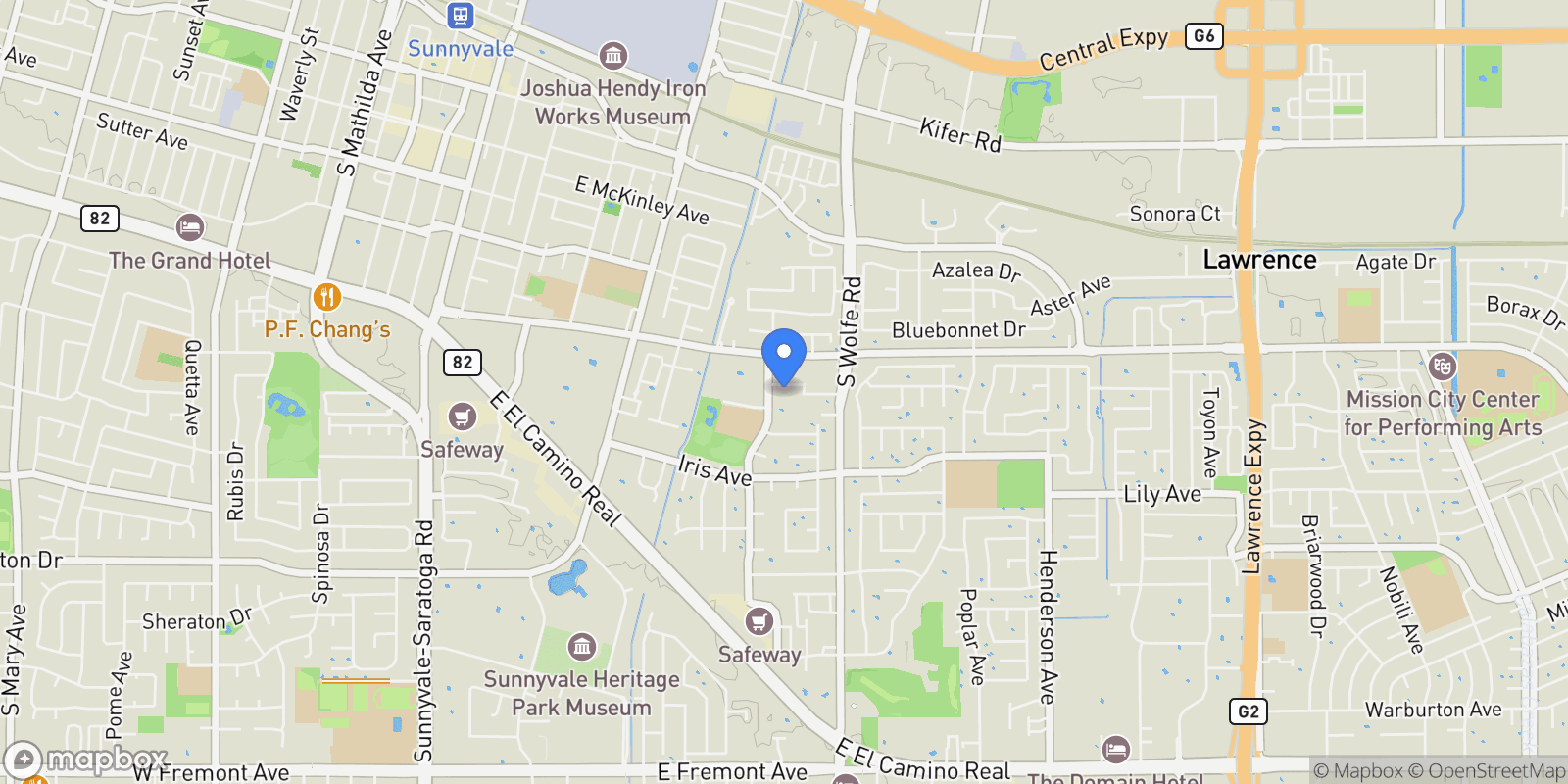 Map showing 750 Calla Drive, Sunnyvale, California, United States.