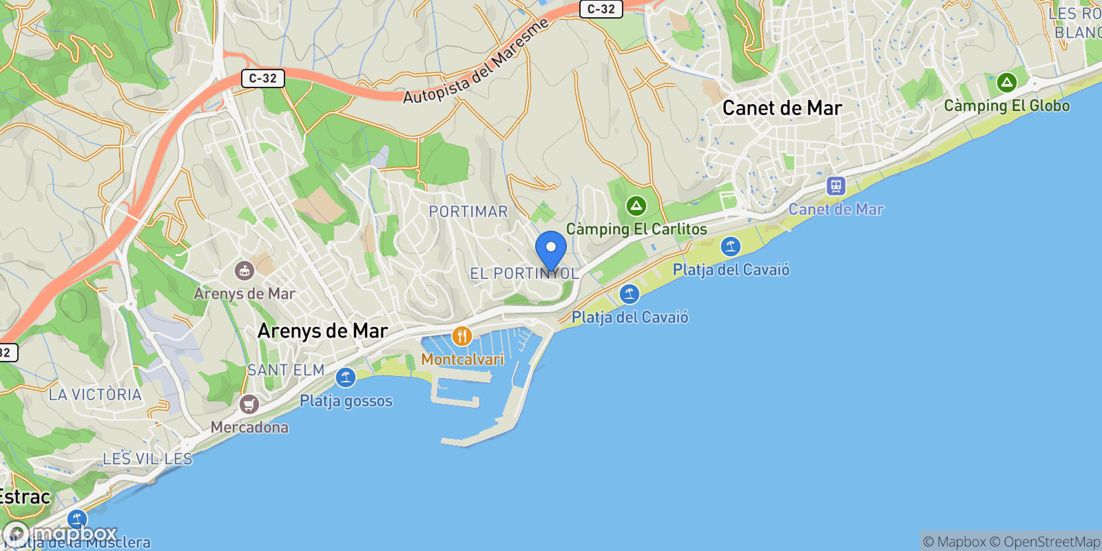 Map showing Urbanitzacions, Arenys de Mar, BARCELONA, Arenys de Mar, Arenys de Mar, Catalonia, Spain.