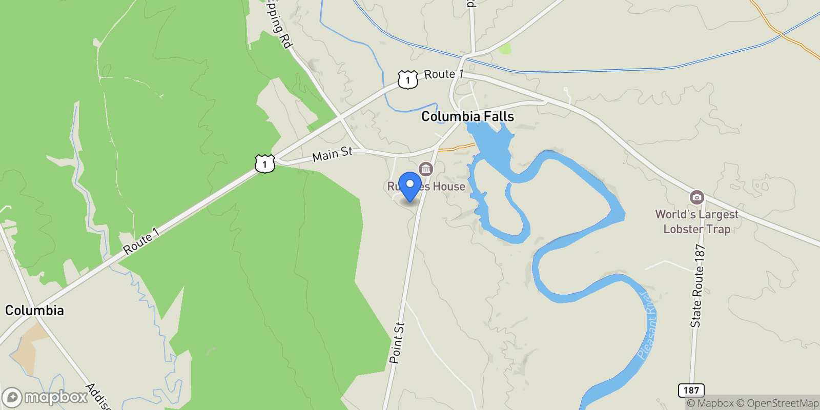 Map showing 61 Point Street, Columbia Falls, ME 04623, Columbia Falls, Maine, United States.