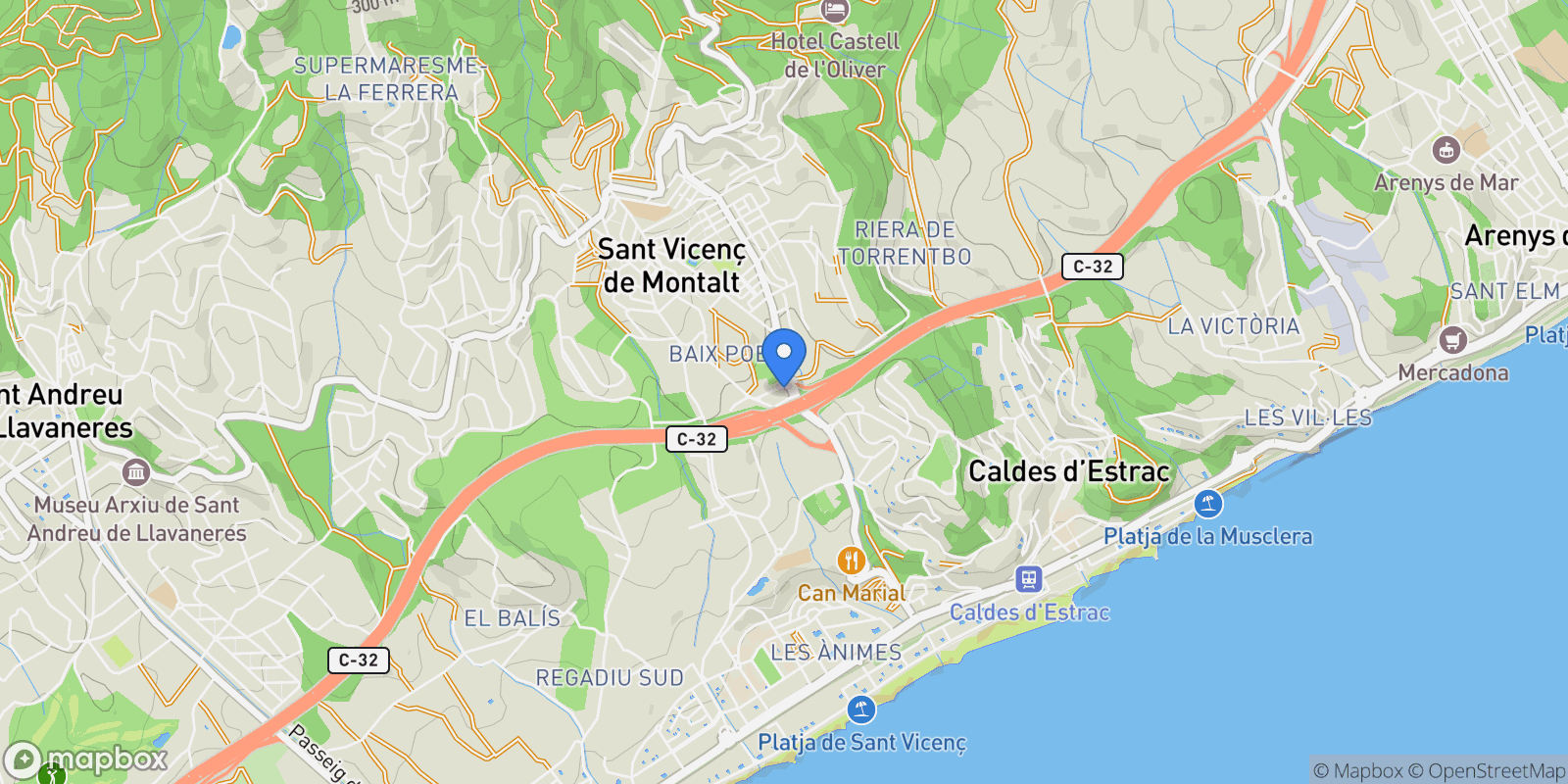 Map showing Sta. Mª Balis - Can Riera - Can Jordi, Sant Vicenç de Montalt, BARCELONA, Sant Vicenç de Montalt, Sant Vicenc de Montalt, Catalonia, Spain.