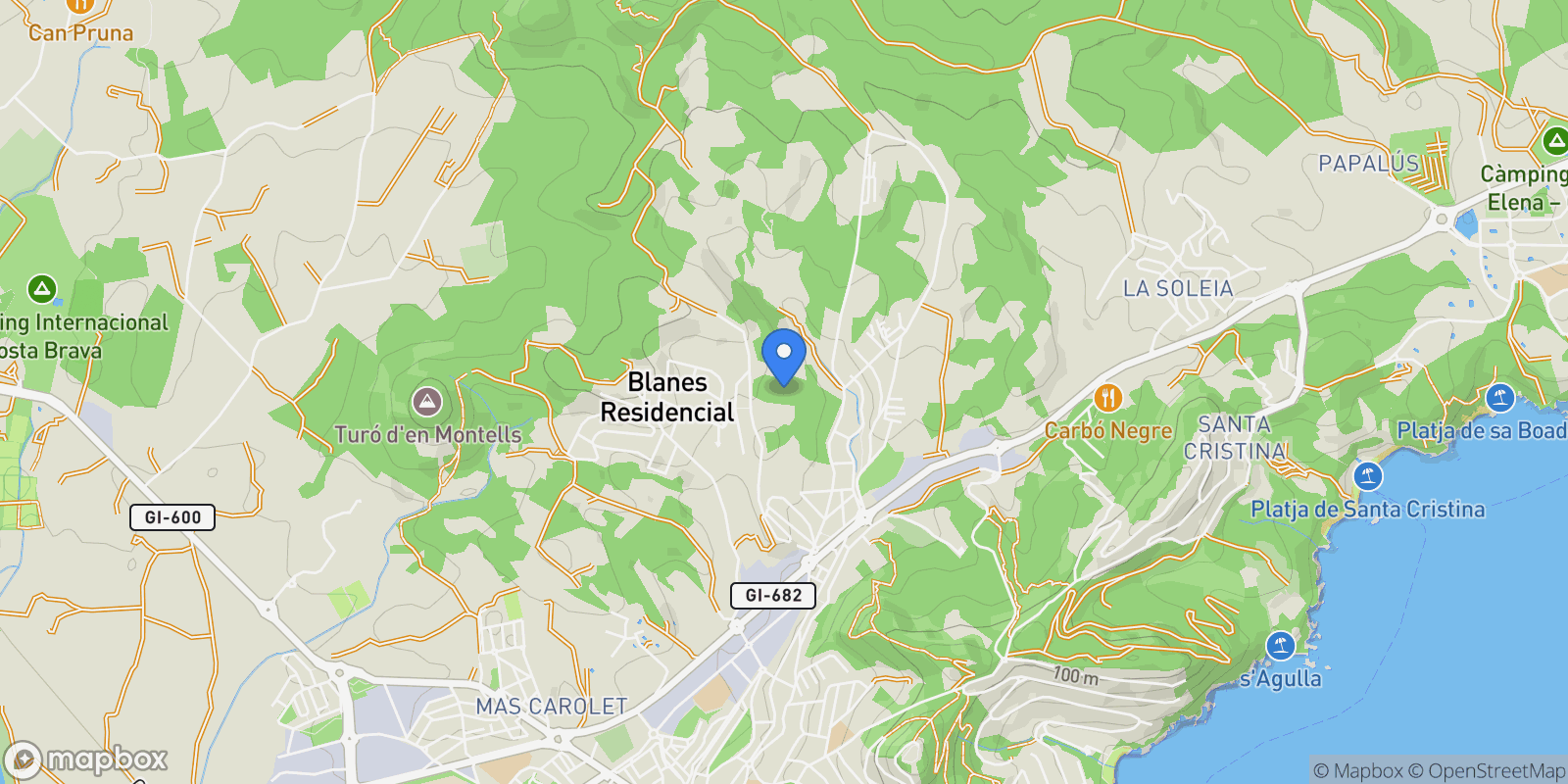 Map showing Urbanitzacions, Blanes, GIRONA, Blanes, Blanes, Catalonia, Spain.
