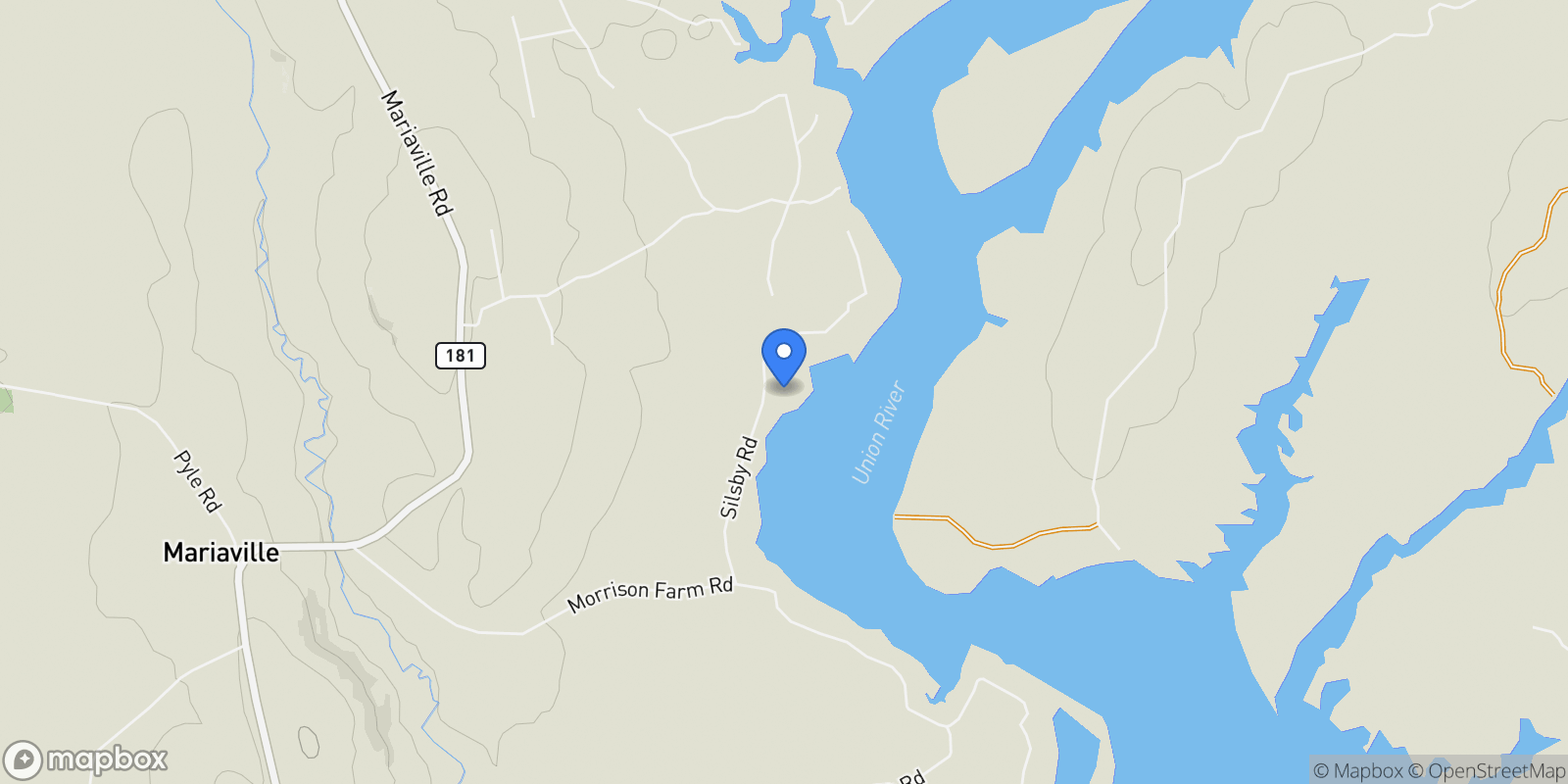 Map showing 95 Silsby Road, Mariaville, ME 04605, Trenton, Maine, United States.