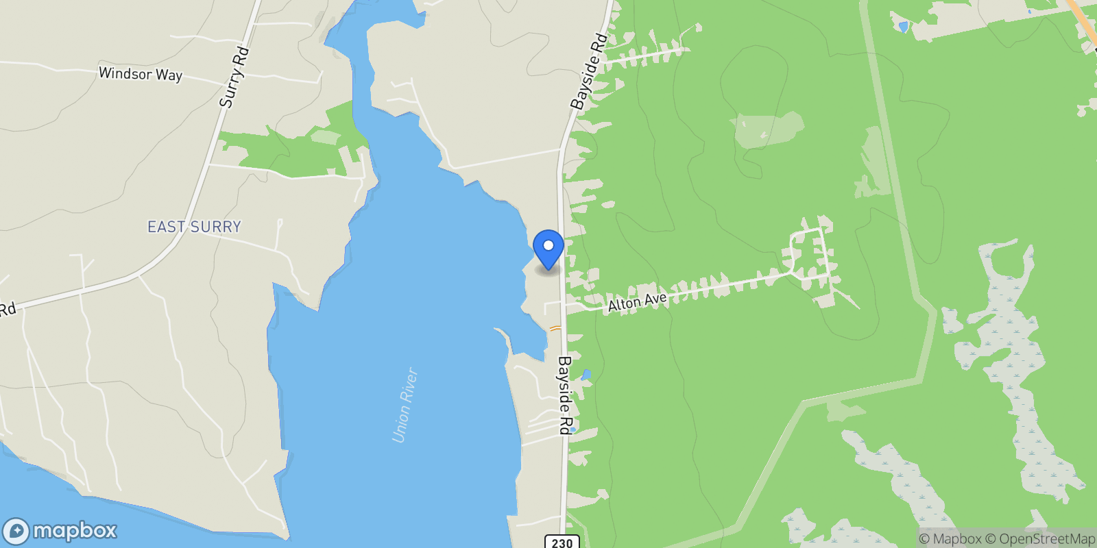 Map showing 561 Bayside Road, Ellsworth, ME 04605, Trenton, Maine, United States.