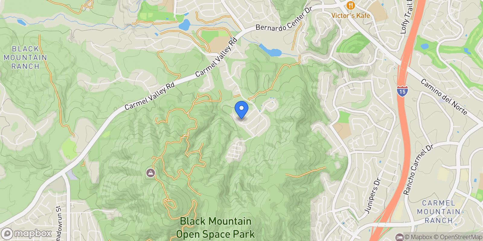 Map showing 15858 Anjou Lane, Rancho Santa Fe, California, United States.