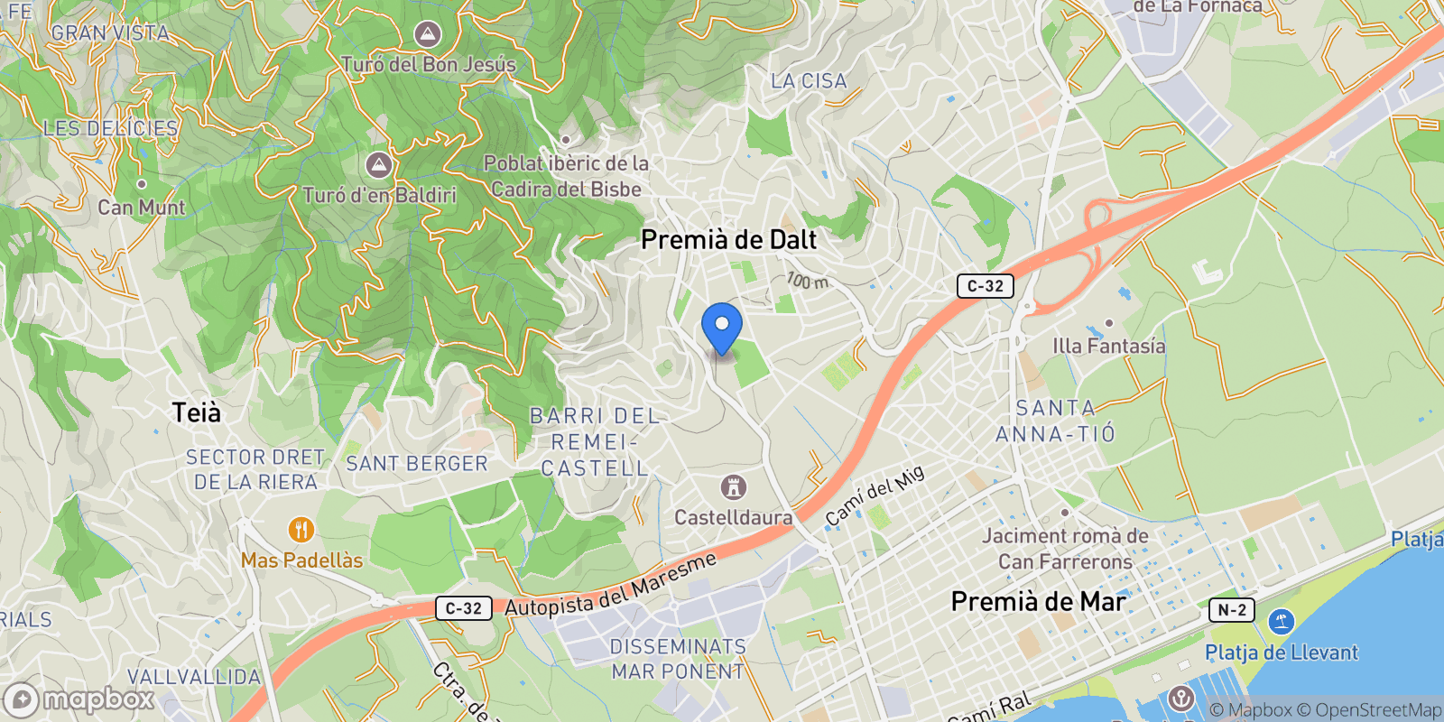 Map showing Premia de Dalt, Catalonia, Spain.