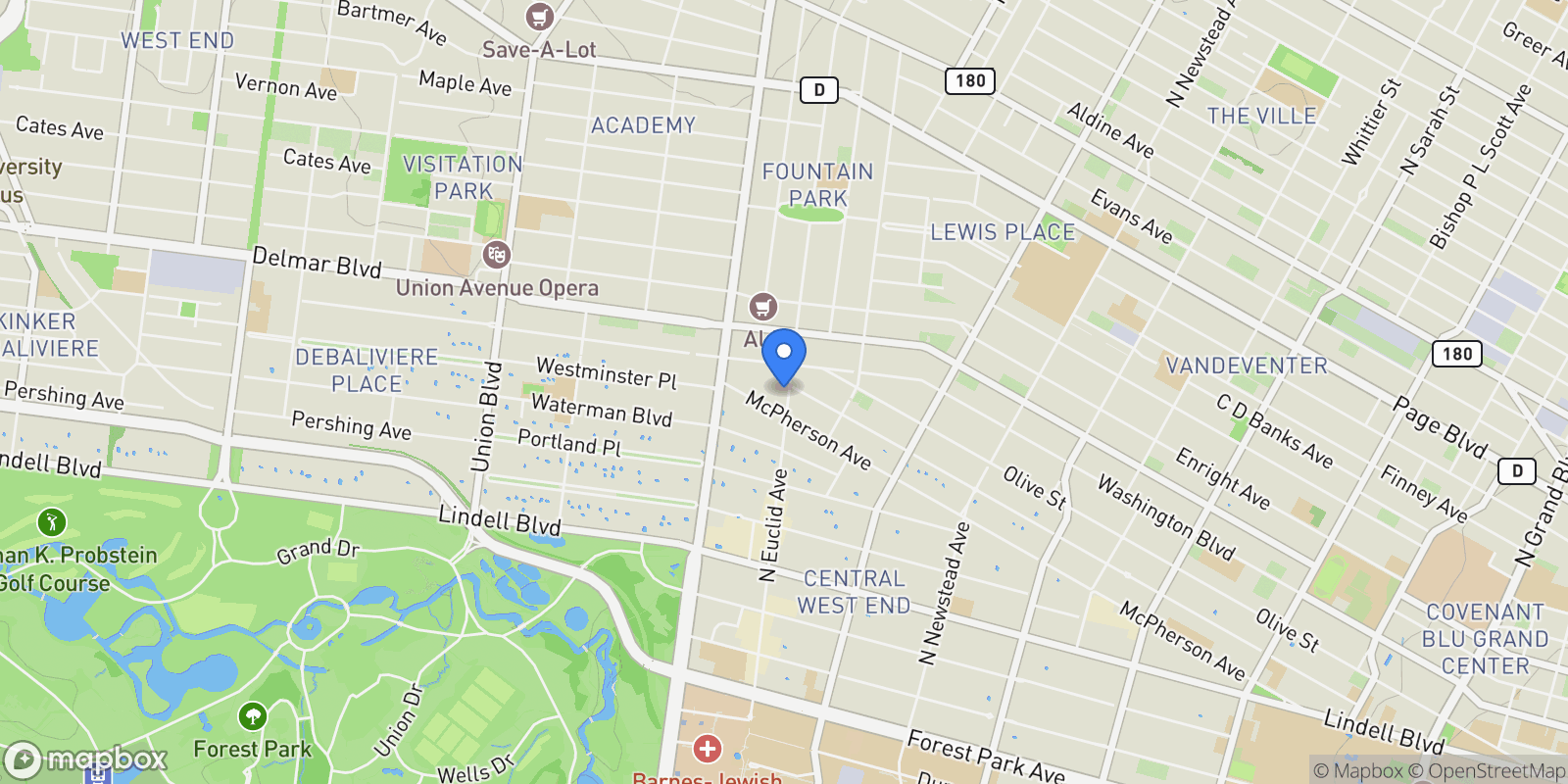 Map showing 429 N Euclid Avenue , St Louis, MO 63108, St. Louis, Missouri, United States.