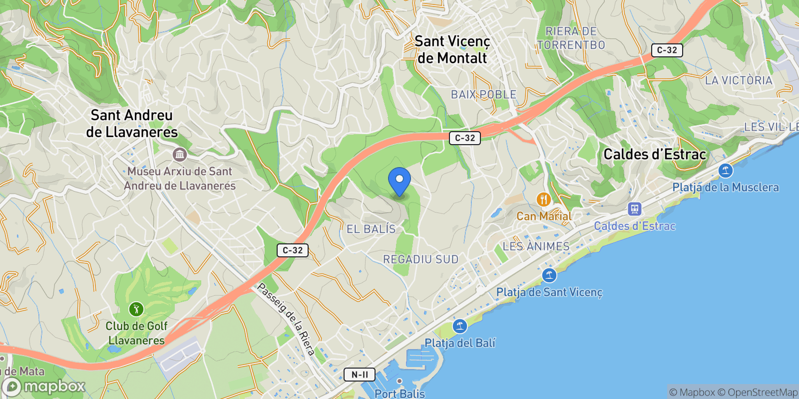 Map showing Sant Vicenc de Montalt, Catalonia, Spain.