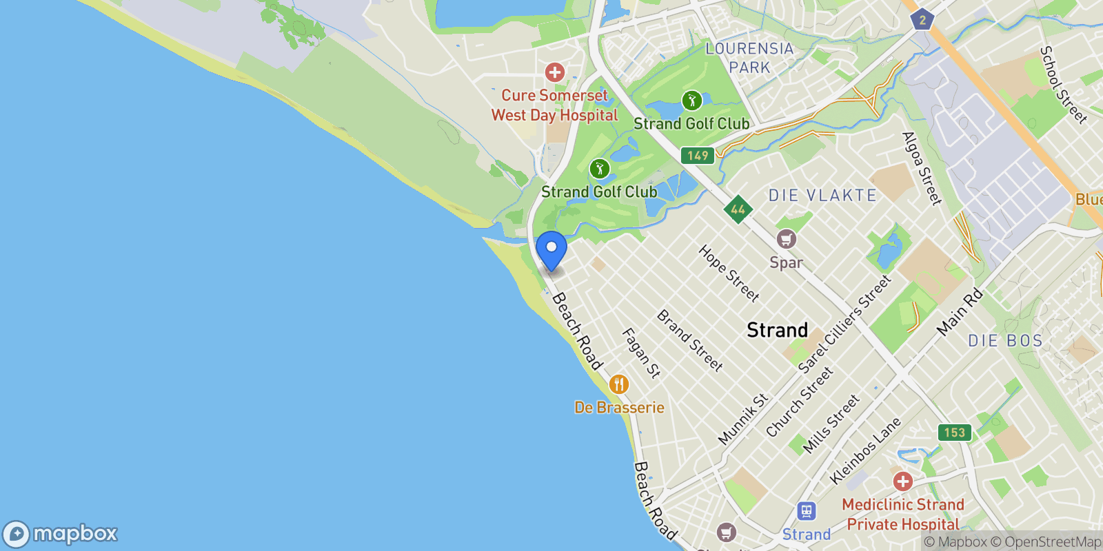 Map showing Cape Town, Western Cape, South Africa.