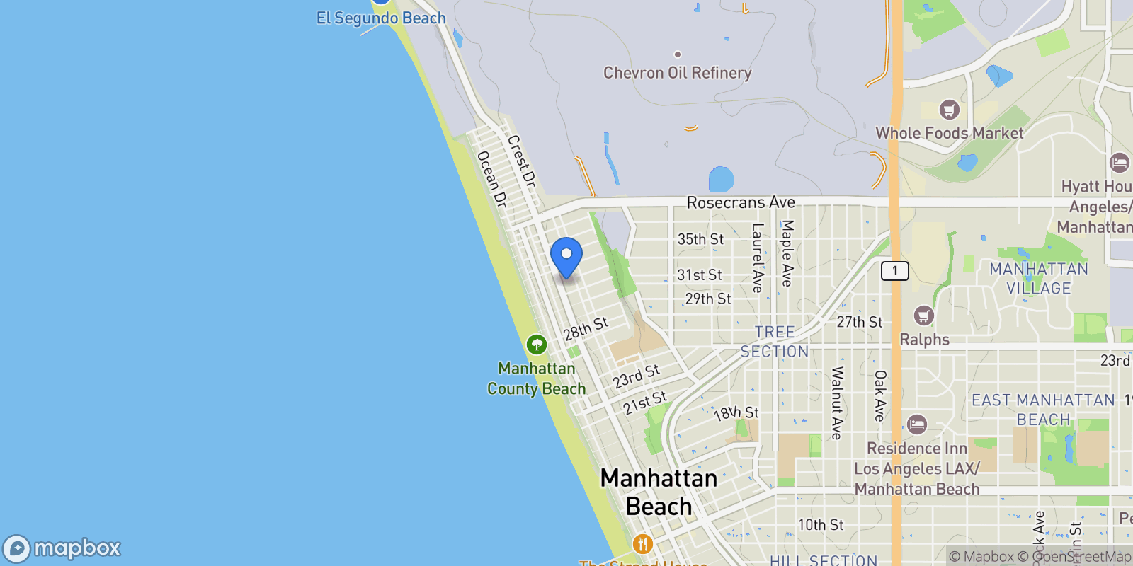 Map showing 316 32nd Street, Manhattan Beach, California, United States.
