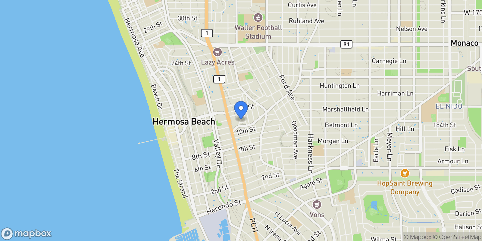 Map showing 909 Montgomery, Hermosa Beach, California, United States.