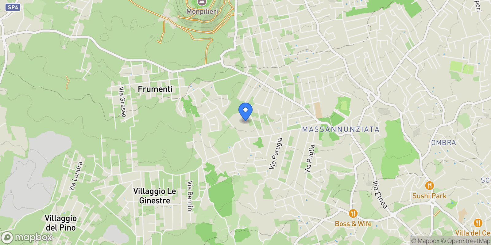 Map showing Via Pescara 20/b, Mascalucia, Sicily, Italy.