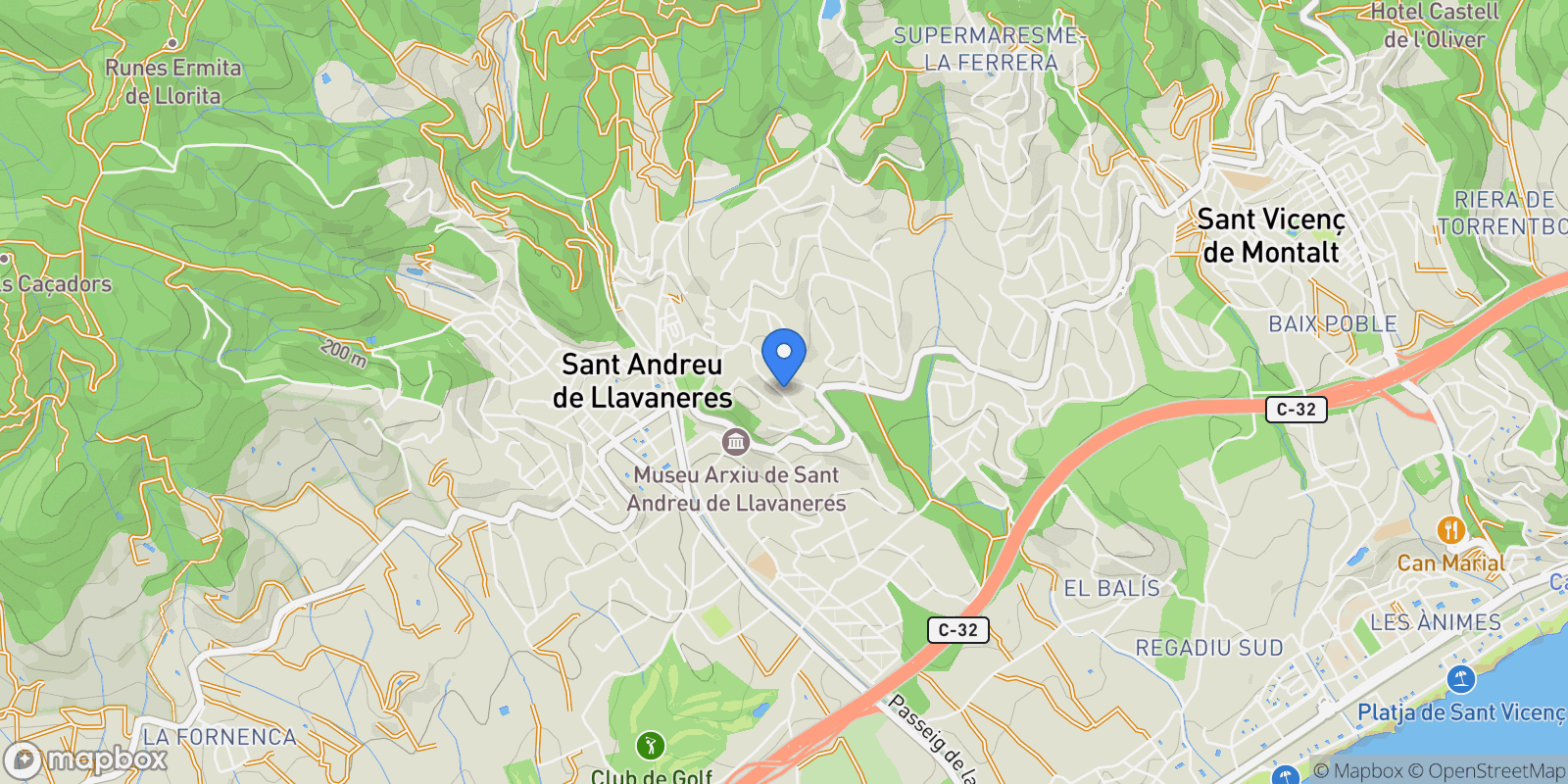 Map showing Sant Andreu de Llavaneres, Catalonia, Spain.