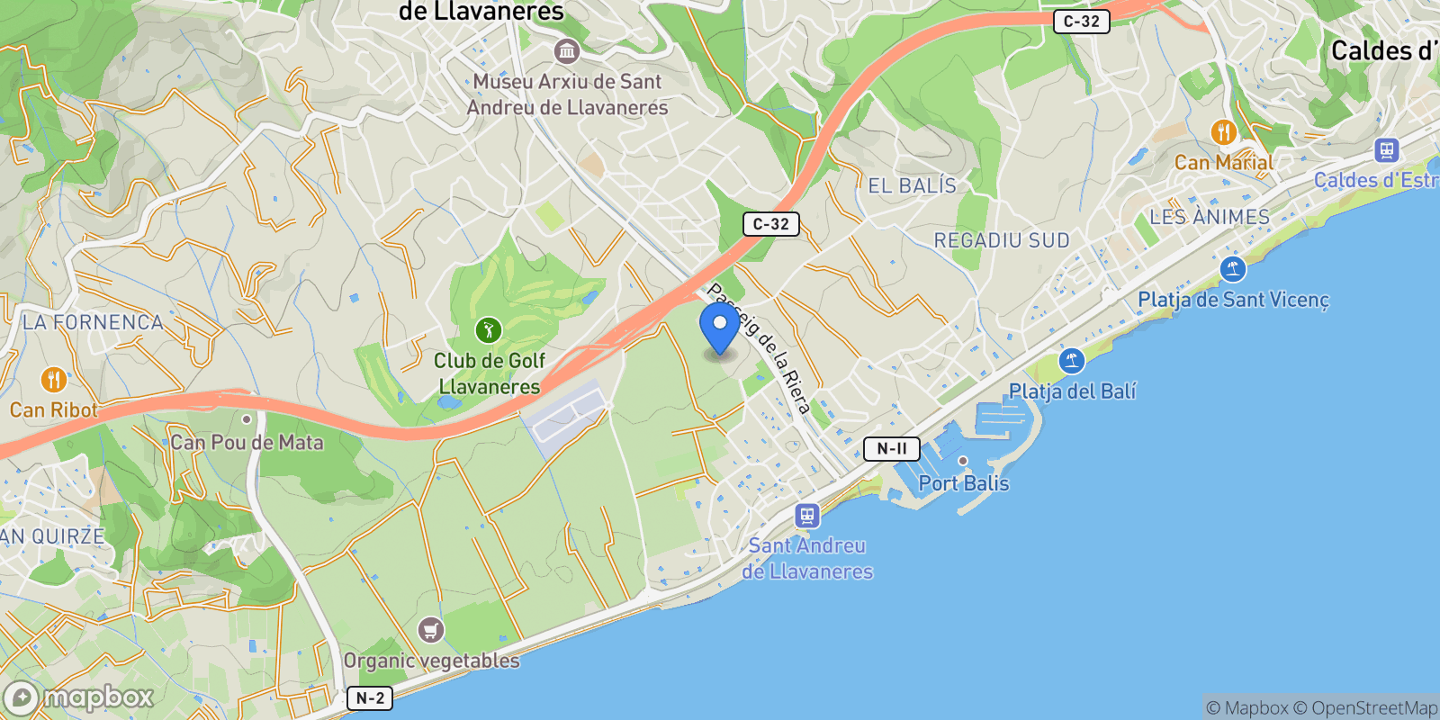 Map showing Sant Andreu de Llavaneres, Catalonia, Spain.