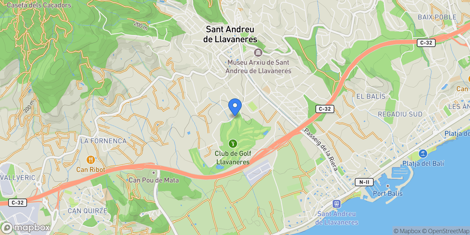 Map showing Sant Andreu de Llavaneres, Catalonia, Spain.