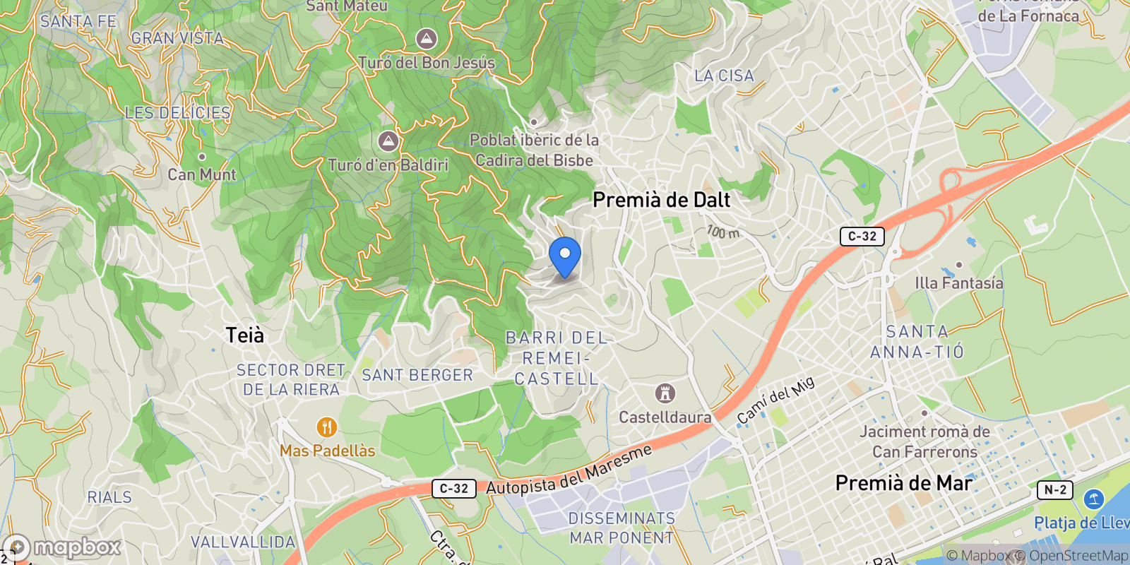 Map showing Premia de Dalt, Catalonia, Spain.