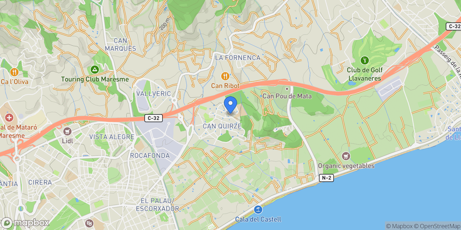 Map showing Mataro, Catalonia, Spain.