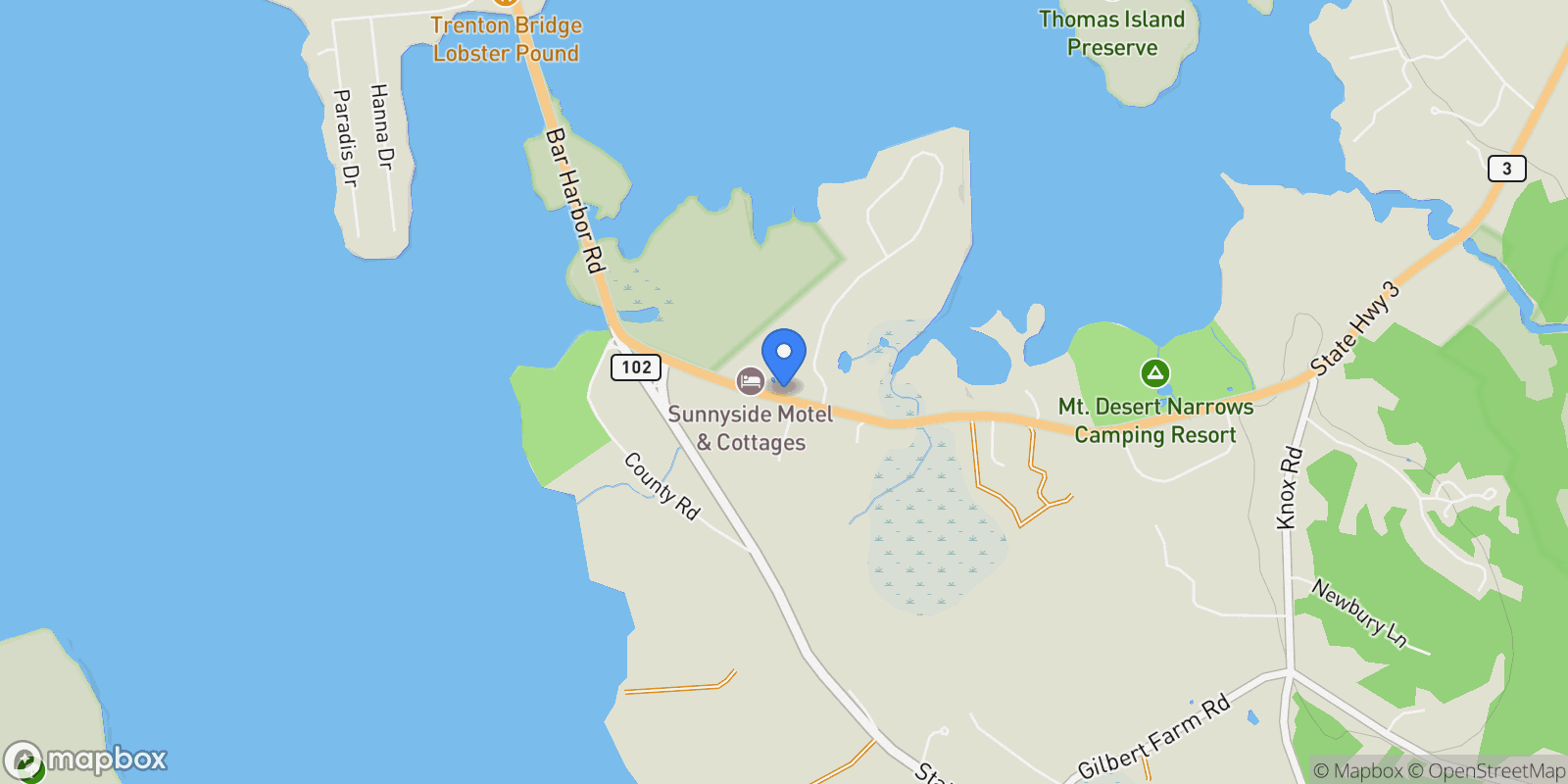 Map showing 1427 State Highway 3, Bar Harbor, ME 04609, Bar Harbor, Maine, United States.