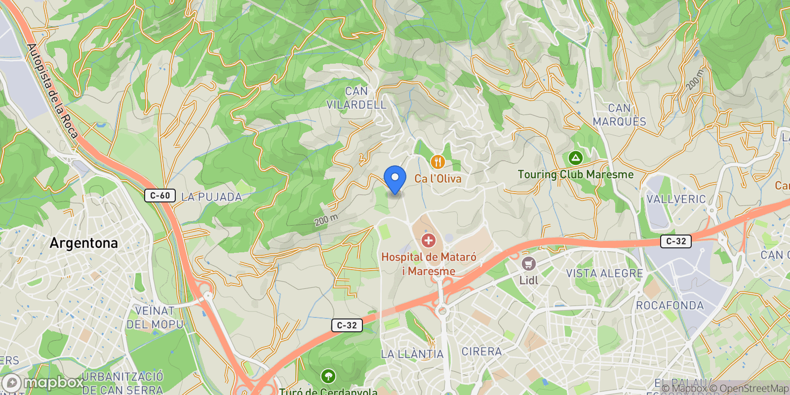 Map showing Mataro, Catalonia, Spain.