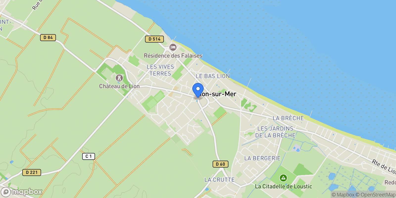 Map showing Lion-sur-Mer, Lion-sur-Mer, Lion-sur-Mer, Normandy, France.