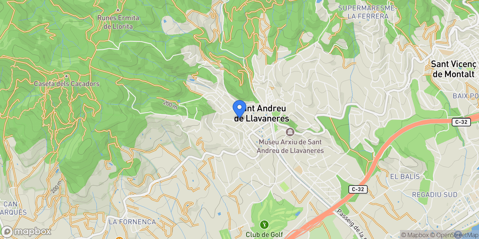 Map showing Sant Andreu de Llavaneres, Catalonia, Spain.