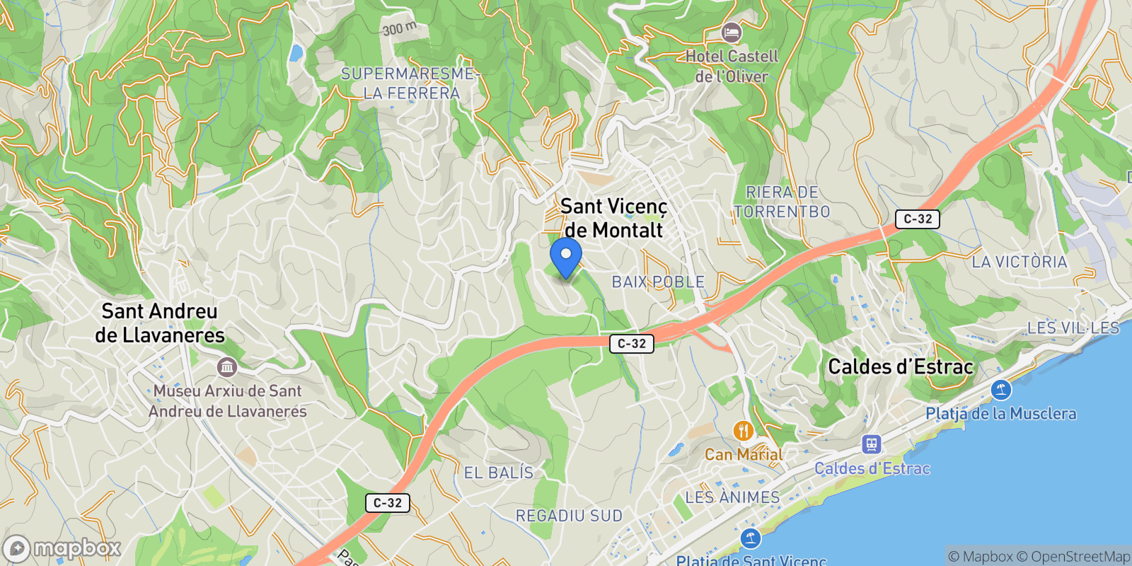 Map showing Sant Vicenc de Montalt, Catalonia, Spain.