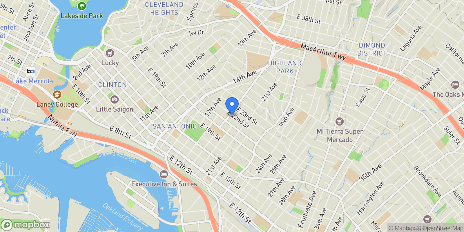 Map showing 2138 19Th Ave, Oakland, California, United States.