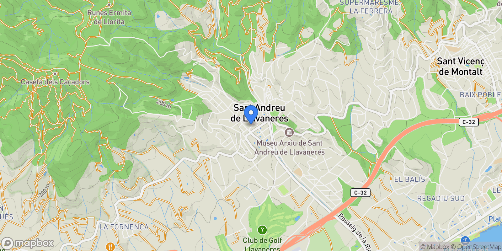 Map showing Sant Andreu de Llavaneres, Catalonia, Spain.