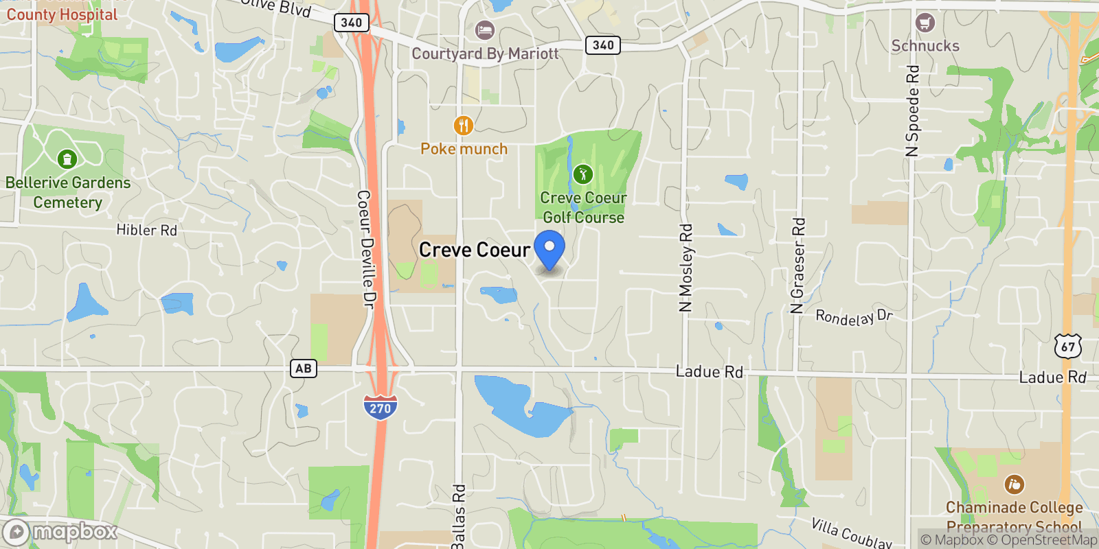 Map showing 11563 Templar Drive , Creve Coeur, MO 63141, Creve Coeur, Missouri, United States.