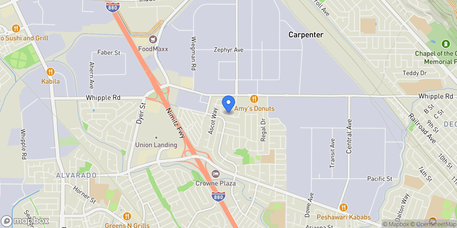 Map showing 32252 Coronation dr, Union City, California, United States.